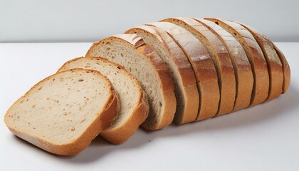 sliced loaf of bread on white background - obrazy, fototapety, plakaty