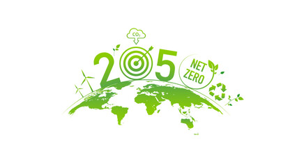 Net Zero target in 2050, CO2 reduction and Carbon Net zero emission concept, Earth day, World environment day and sustainable development concept, vector illustration
