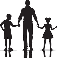 family silhouette isolated over white background editable vector illustration