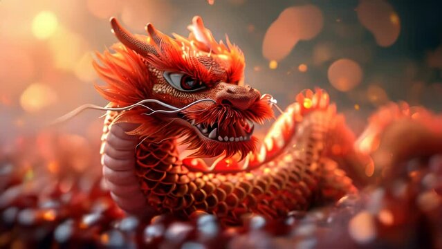 Chinese New Year 2024 year of the dragon 4k video animation