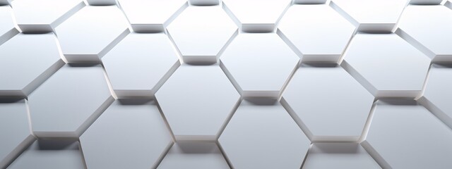Naklejka premium White hexagonal tile pattern Generative AI