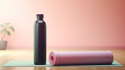  Yoga mat and sport bottle