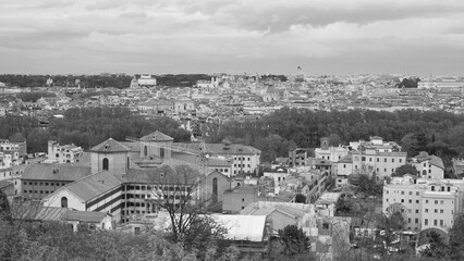 Elevated view, the skyline of the city Rome, Italy