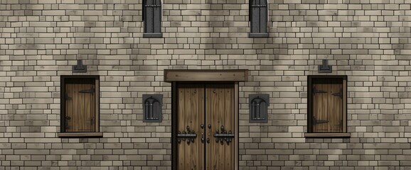 A wooden door with a metal lock Generative AI