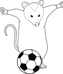 Opossum Soccer player Soccer Sports Animal Vector Graphic Art Illustration
