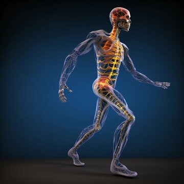 3D Anatomical Model of a Human Body Running Generative AI