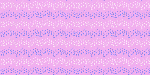 Trendy pink seamless pattern with striped zigzag. Simple background with lines and texture dots, drops, spots. Vector hand drawn sketch. Design for fashion, textile, fabric, wallpaper