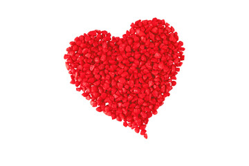 Red heart made of small decorative stones isolated transparent png. Saint Valentine's Day symbol of love, romance, warmth and happiness.
February 14 holiday design element.
