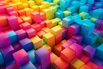 Fototapeta na wymiar Colorful 3D Blocks: A Vibrant and Eye-catching Pattern Generative AI
