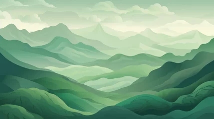  Serene green mountain landscape: majestic mountainous terrain - abstract nature vector illustration © Ashi