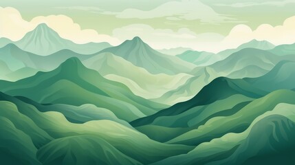 Serene green mountain landscape: abstract nature vector illustration of majestic mountainous terrain