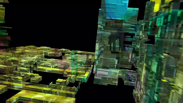 Abstract Technology Blocks Background 3D Rendering