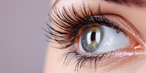 Close-up of Human Eye with Long Lashes for Beauty and Vision Concepts