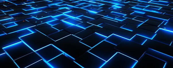 Blue Lights on a Blue Tile Floor Generative AI