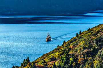 Colorful Pirate Ship Lake Ashiniko Hakone Kanagawa Japan