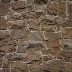 Square stone wall texture, masonry wall texture background, fragment of walls