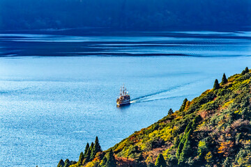 Colorful Pirate Ship Lake Ashiniko Hakone Kanagawa Japan