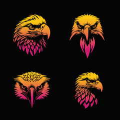 colorful eagle head mascot logo template illustration design