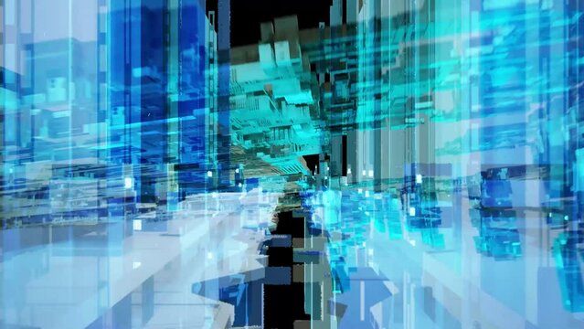 Abstract Technology Blocks Background 3D Rendering