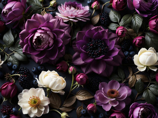 Dark Floral Vintage Pattern Background	
