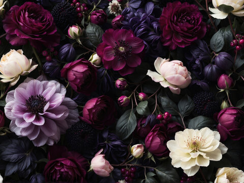 Dark Floral Vintage Pattern Background	
