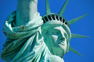 Details of The Statue of Liberty (Liberty Enlightening the World), the amazing copper statue built...