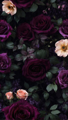 Dark Floral Vintage Pattern Background	
