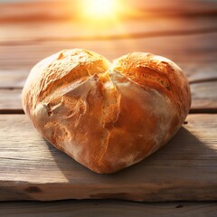 fresh baked bread in the shape of heart