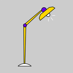 Table desk or floor lamp in flat outline style. Reading light in cartoon style. Vector clipart icon.