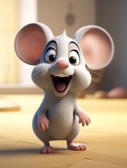 White Mouse with Big Eyes and Mouth Open Generative AI