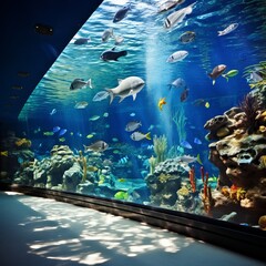 Fototapeta na wymiar Aquatic Wonderland: Dive into the Splendor of our Magnificent Aquarium!