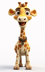 A happy giraffe with a brown belt and a smile on its face Generative AI