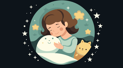 sweetness of naptime and bedtime routines in a vector art piece showcasing babies peacefully sleeping, cuddled with soft blankets or plush toys. 