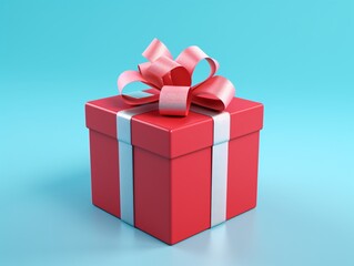 Obraz premium Red Gift Box with Pink Ribbon Generative AI