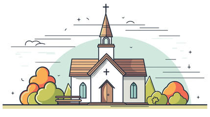 educational and inspirational aspects of a church in a vector art piece showcasing individuals engaged in Bible study, theological discussions, and inspirational talks.  - obrazy, fototapety, plakaty