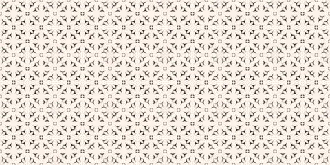 Fotobehang Seamless pattern with abstract black and white flower geometric shapes, snowflake silhouettes. Minimalist floral vector background. Simple elegant minimal texture. Repeat geo design for decor, print © Olgastocker