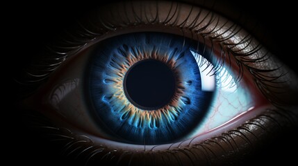 A close-up of a blue eye with a black center Generative AI
