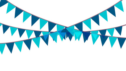 Obraz premium Garland Triangle Birthday Bunting Flags Celebration. Festival and Fair Decoration Colorful Carnival Garland on White Background