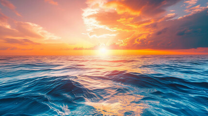 夢の瞑想の日没のクローズアップ波は、無限の地平線に波紋を広げますGenerativeAI