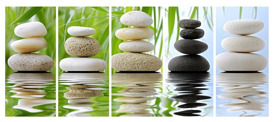 Fitness and wellness  a collage of healthy living and relaxation with bright white segments