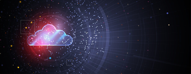 Modern cloud technology. Integrated digital web concept background