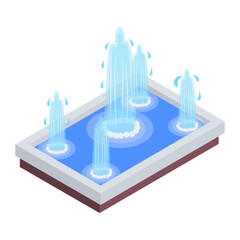 Water Fountain Sculptures Isometric Icon