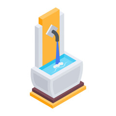Water Fountain Sculptures Isometric Icon
