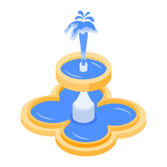 Water Fountain Sculptures Isometric Icon