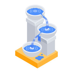 Water Fountain Sculptures Isometric Icon