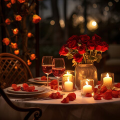 Romantic dinner table setting