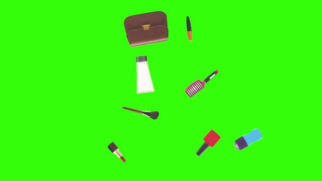 Animation design elements with women gadgets and wake-up green screen background
