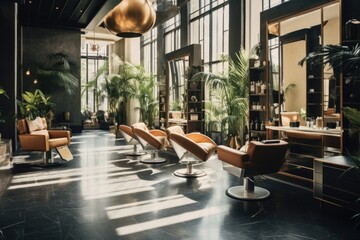 Interior of a modern luxury hairdressing salon