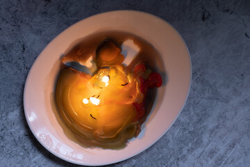 Melted candles on a plate