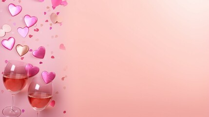 Romantic Valentines Day Decorations: Top View Love and Celebration Background with Hearts, Flowers, and Gifts